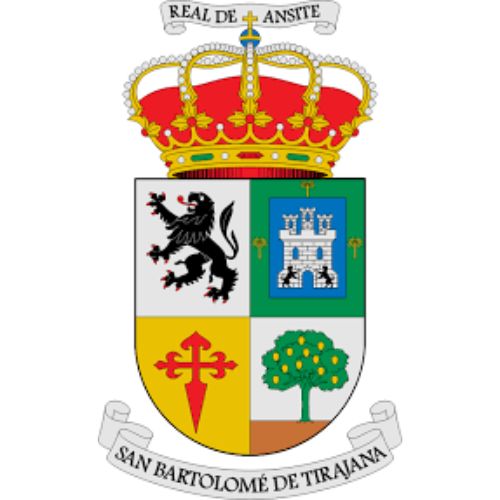 Escudo oficial del Ayuntamiento de San Bartolomé de Tirajana con su diseño heráldico tradicional que representa los elementos históricos del municipio del sur.